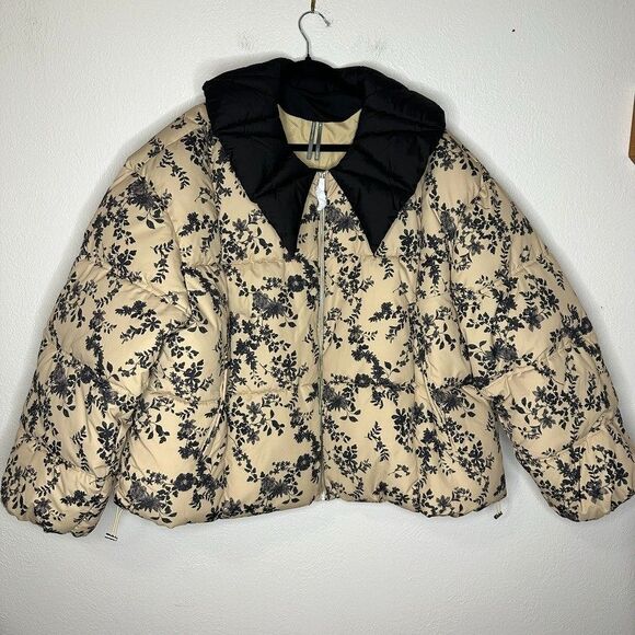 Anthropologie Peter Pan Collar Printed Puffer Coat Size 3X Plus Floral - Picture 3 of 8